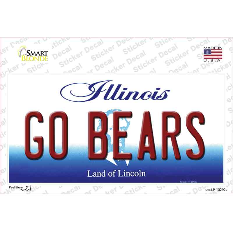 Go Bears Illinois Novelty Sticker Decal