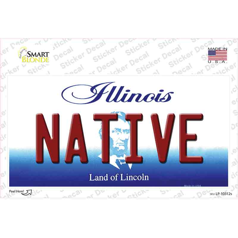 Native Illinois Novelty Sticker Decal Small