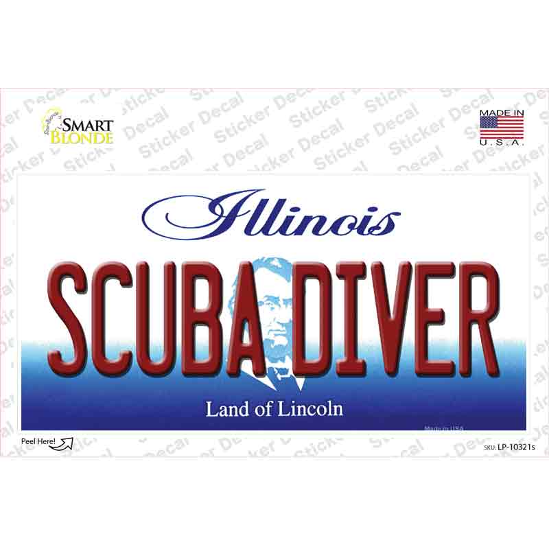 Scuba Diver Illinois Novelty Sticker Decal Small