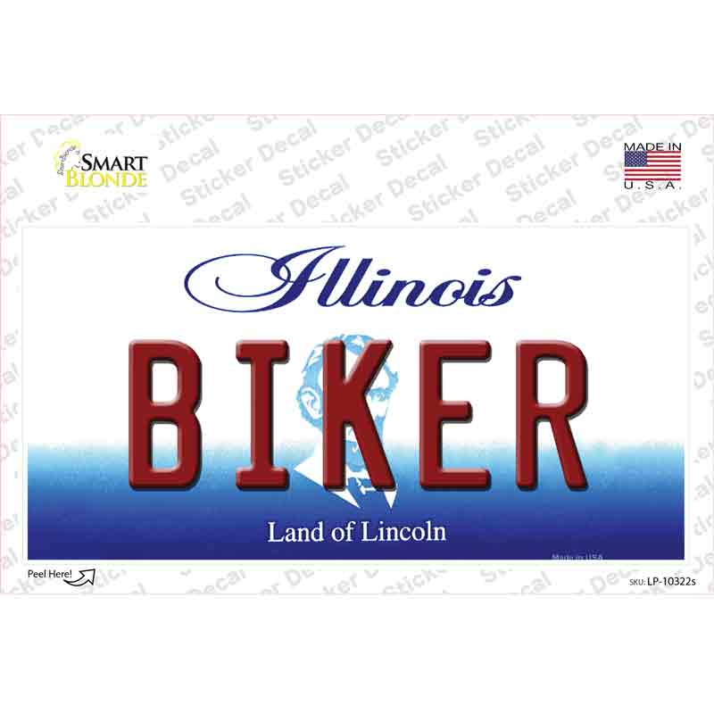 Biker Illinois Novelty Sticker Decal Small