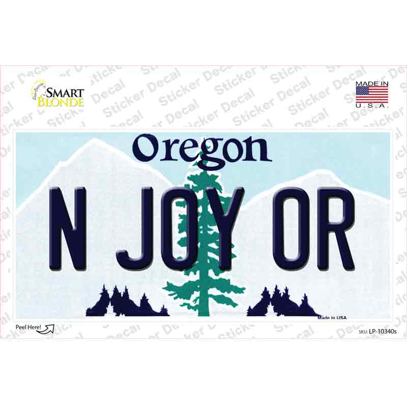 N Joy OR Oregon Novelty Sticker Decal Small