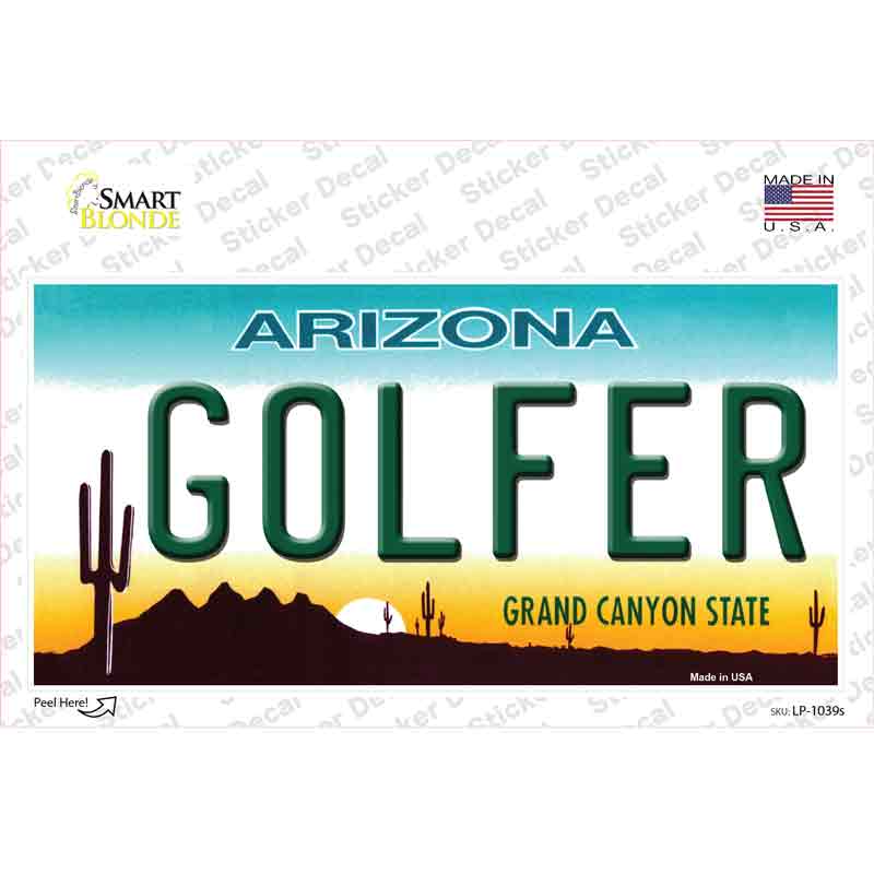 Golfer Arizona Novelty Sticker Decal Small