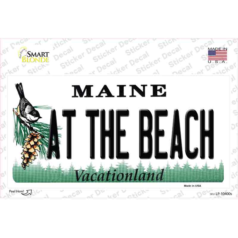 At The Beach Maine Novelty Sticker Decal Small