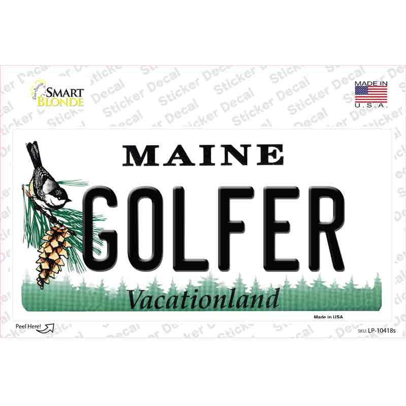 Golfer Maine Novelty Sticker Decal Small