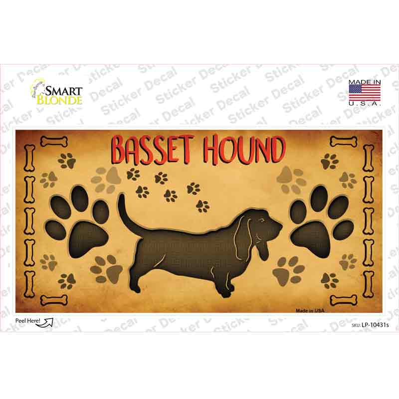 Basset Hound Novelty Sticker Decal Small