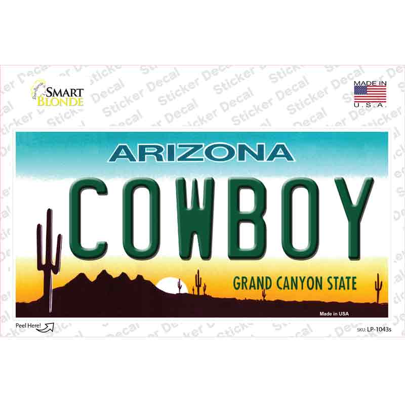 Cowboy Arizona Novelty Sticker Decal Small