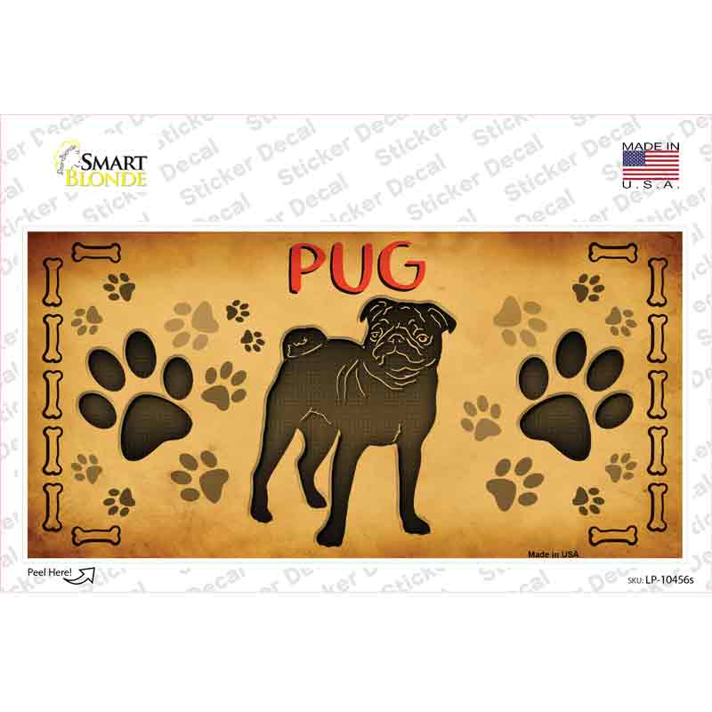 Pug Novelty Sticker Decal Small