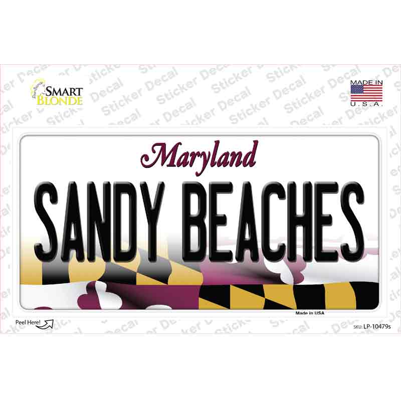 Sandy Beaches Maryland Novelty Sticker Decal Small