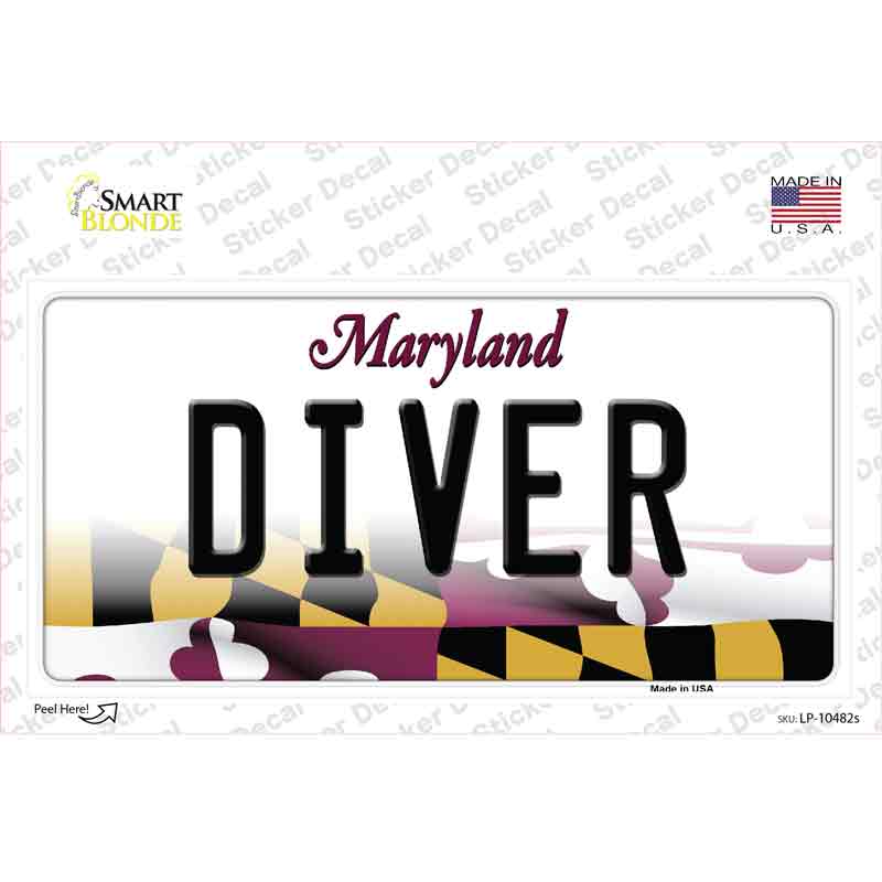 Diver Maryland Novelty Sticker Decal Small