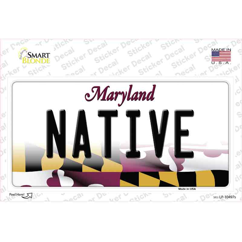 Native Maryland Novelty Sticker Decal Small