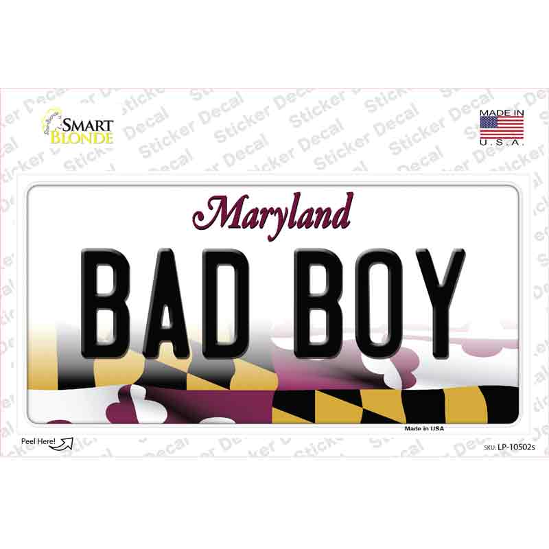 Bad Boy Maryland Novelty Sticker Decal Small