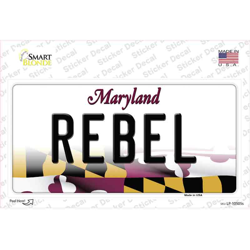 Rebel Maryland Novelty Sticker Decal Small