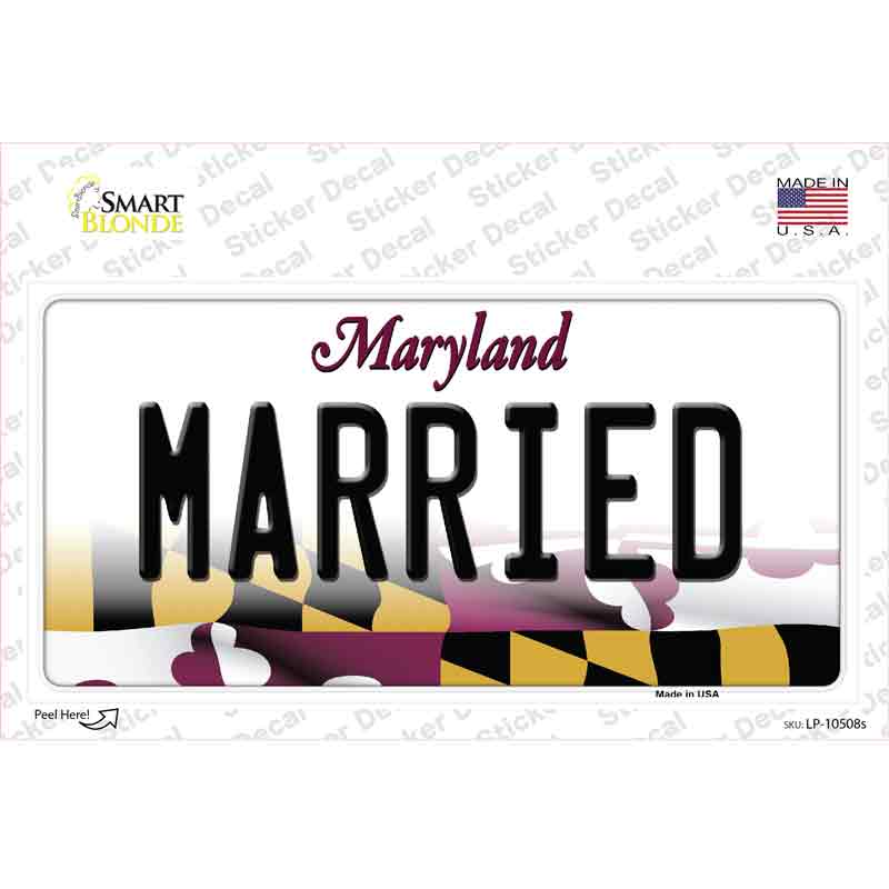 Married Maryland Novelty Sticker Decal Small