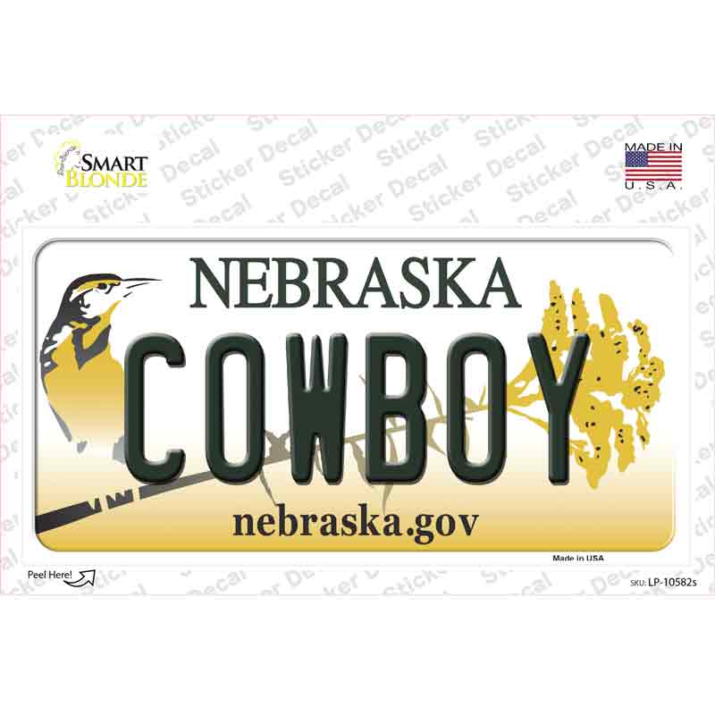 Cowboy Nebraska Novelty Sticker Decal Small