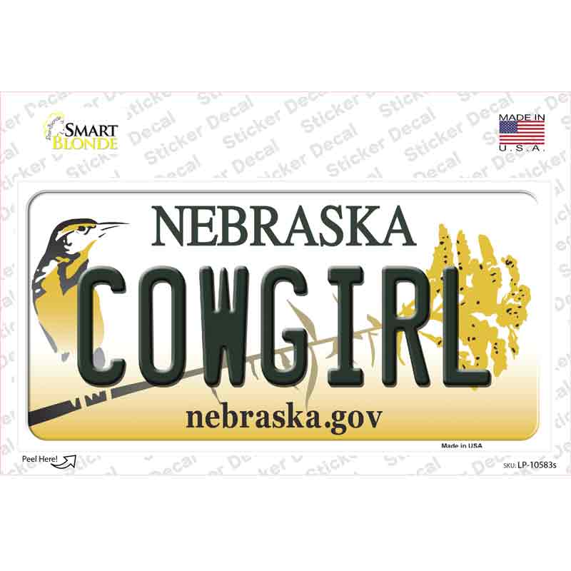 Cowgirl Nebraska Novelty Sticker Decal Small