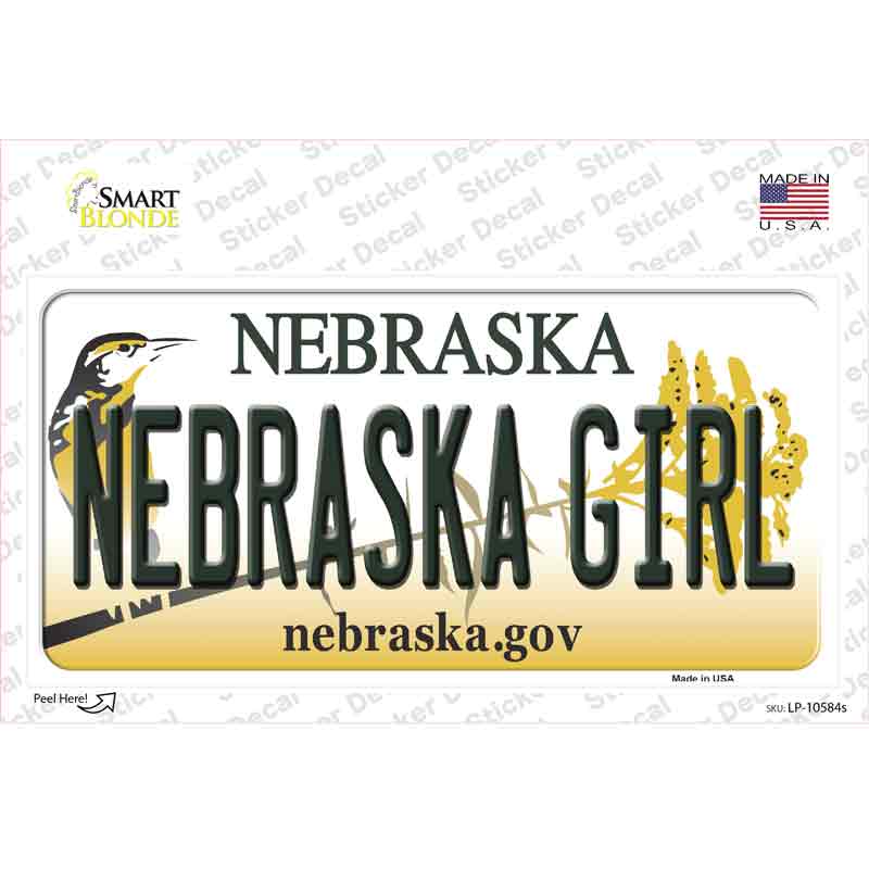 Nebraska Girl Novelty Sticker Decal Small