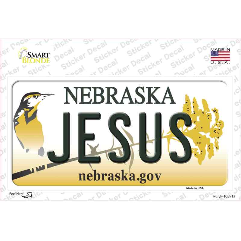 Jesus Nebraska Novelty Sticker Decal Small