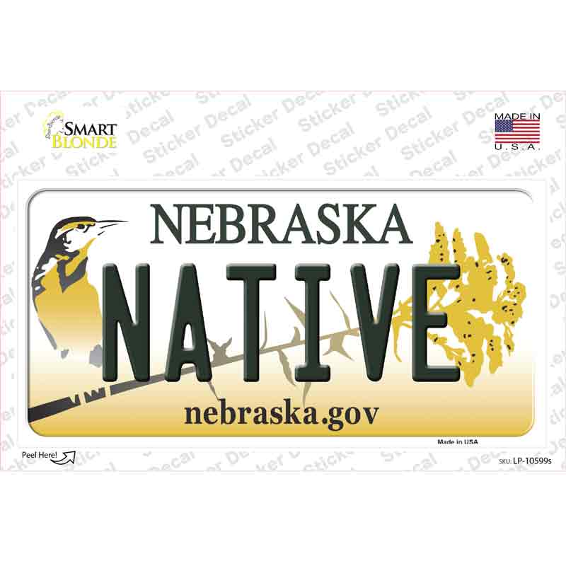 Native Nebraska Novelty Sticker Decal Small