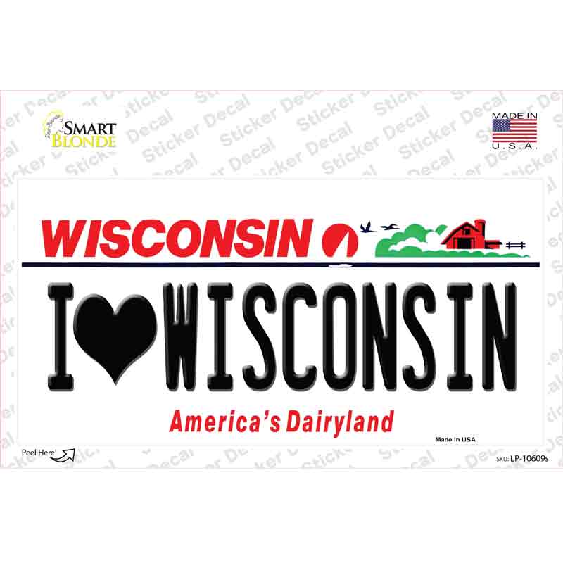 I Love Wisconsin Novelty Sticker Decal Small