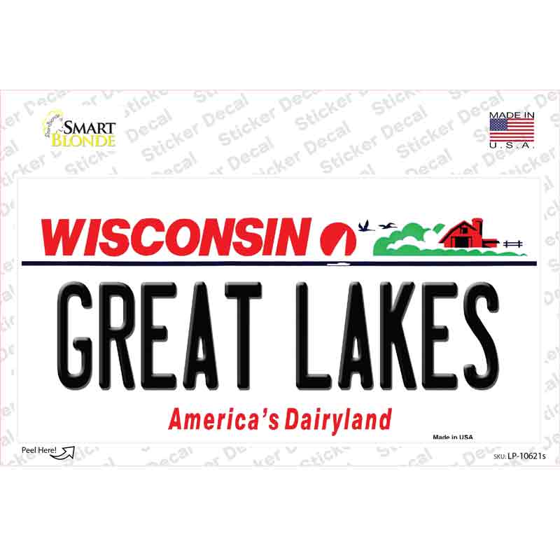 Great Lakes Wisconsin Novelty Sticker Decal Small