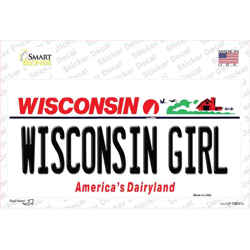 Wisconsin Girl Wisconsin Novelty Sticker Decal Small