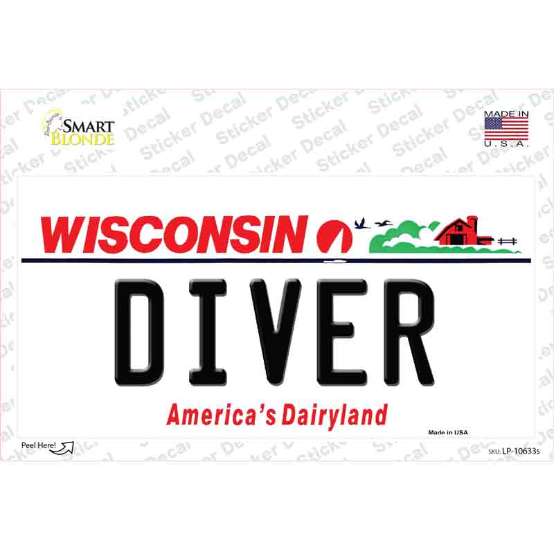 Diver Wisconsin Novelty Sticker Decal Small