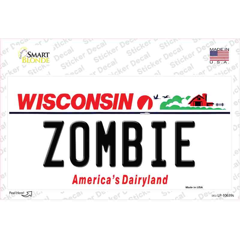 Zombie Wisconsin Novelty Sticker Decal Small