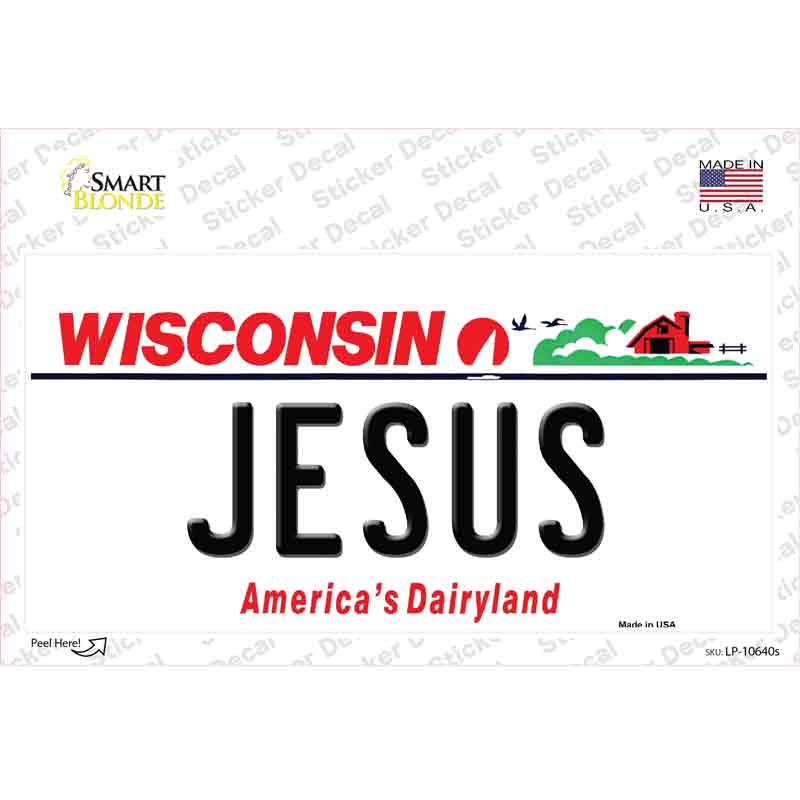 Jesus Wisconsin Novelty Sticker Decal Small