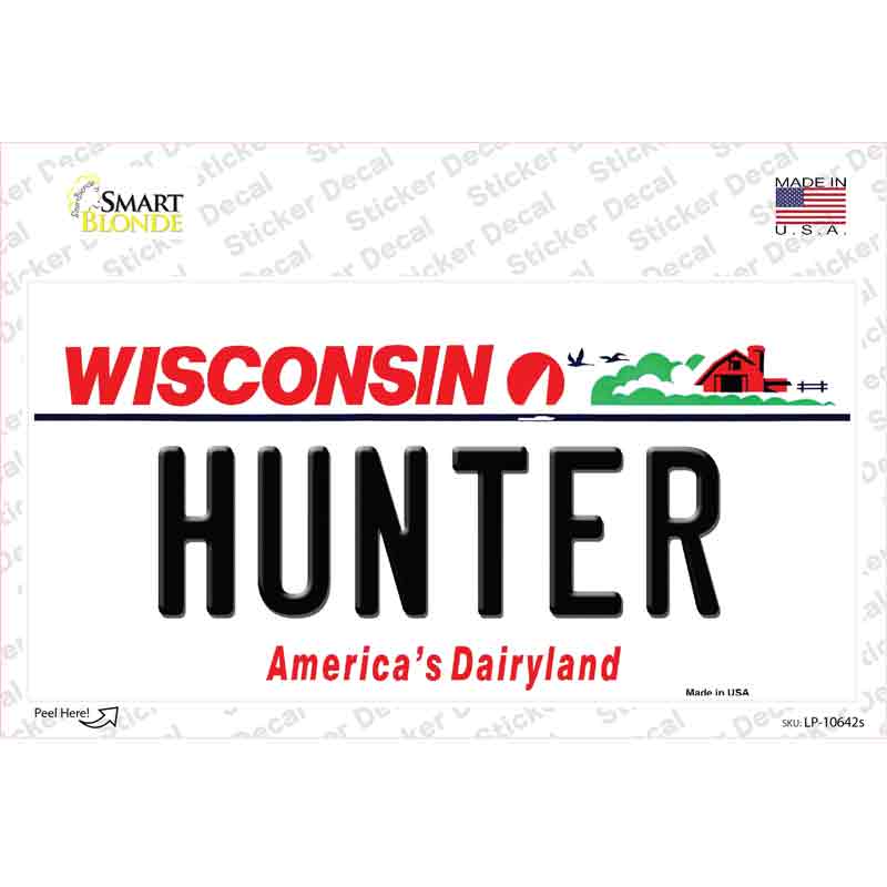 Hunter Wisconsin Novelty Sticker Decal Small