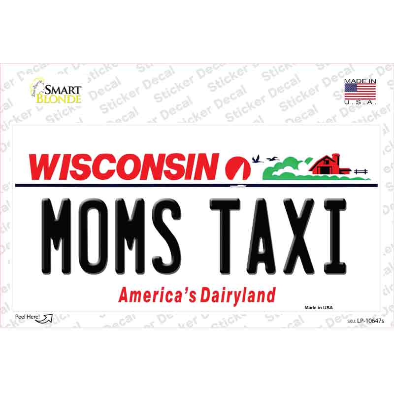 Moms Taxi Wisconsin Novelty Sticker Decal Small