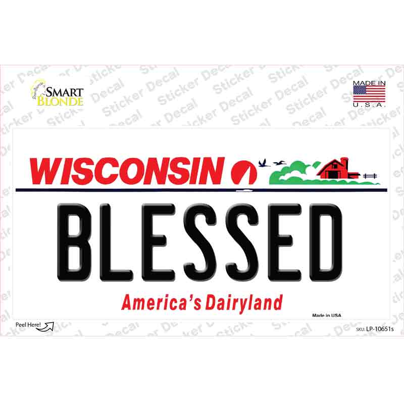 Blessed Wisconsin Novelty Sticker Decal Small