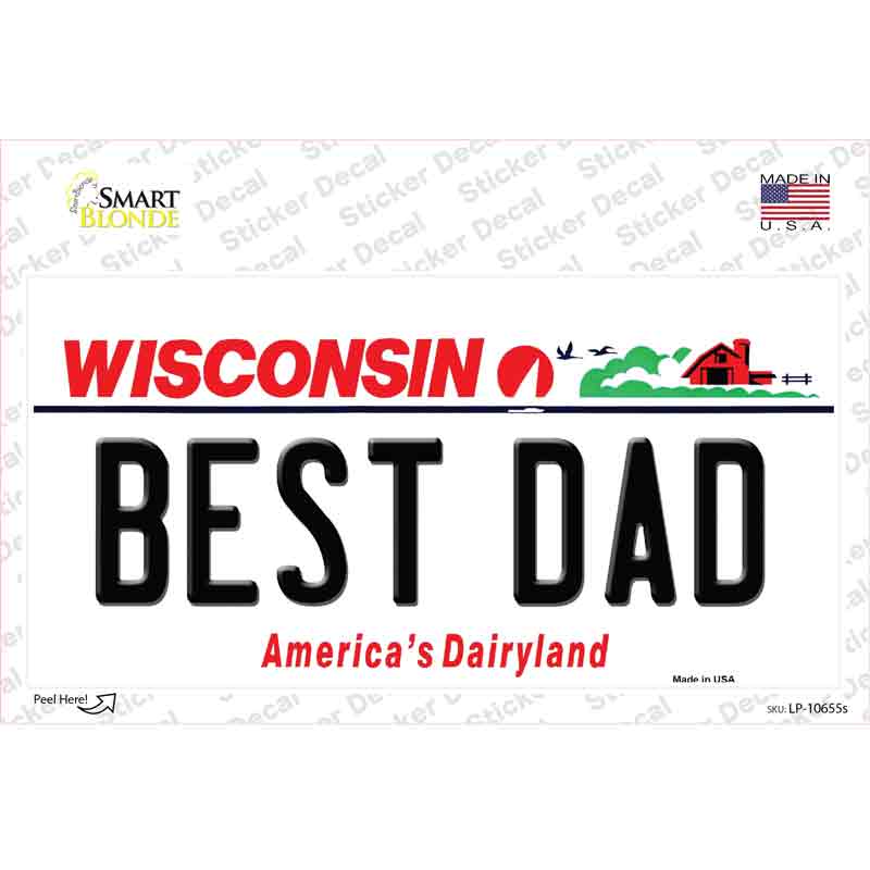 Best Dad Wisconsin Novelty Sticker Decal Small