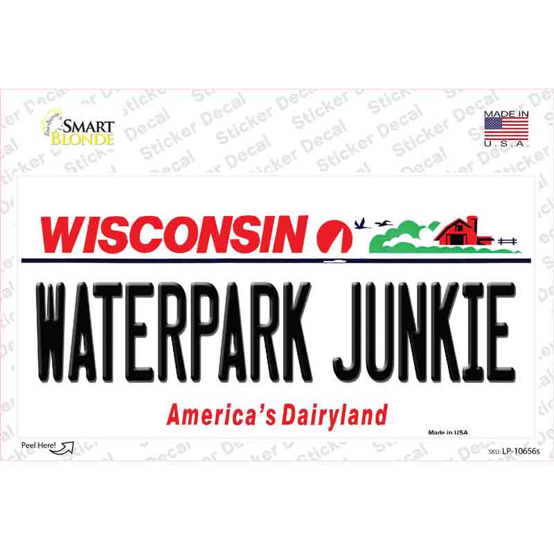 Waterpark Junkie Wisconsin Novelty Sticker Decal Small