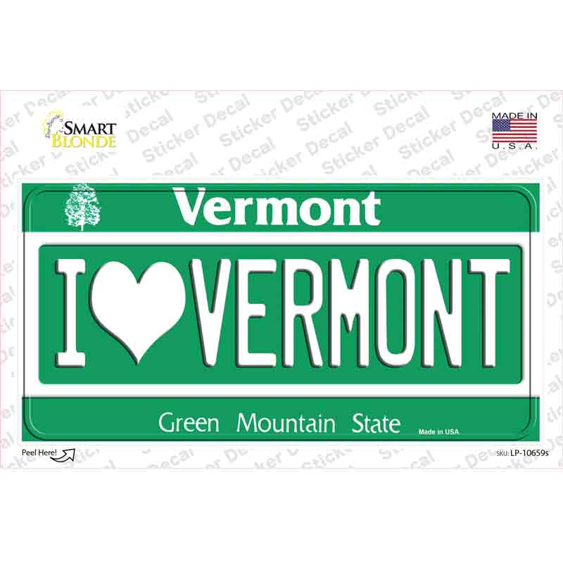 I Love Vermont Novelty Sticker Decal Small