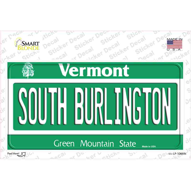 South Burlington Vermont Novelty Sticker Decal Small