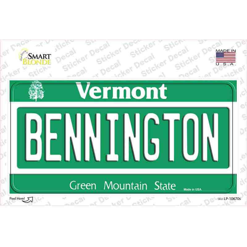 Bennington Vermont Novelty Sticker Decal Small