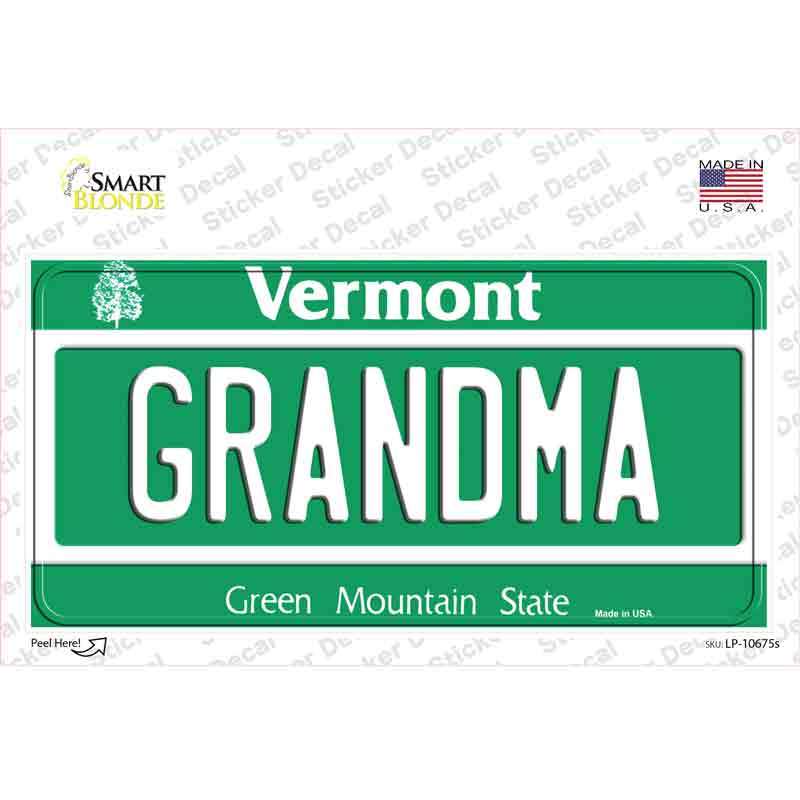 Grandma Vermont Novelty Sticker Decal Small