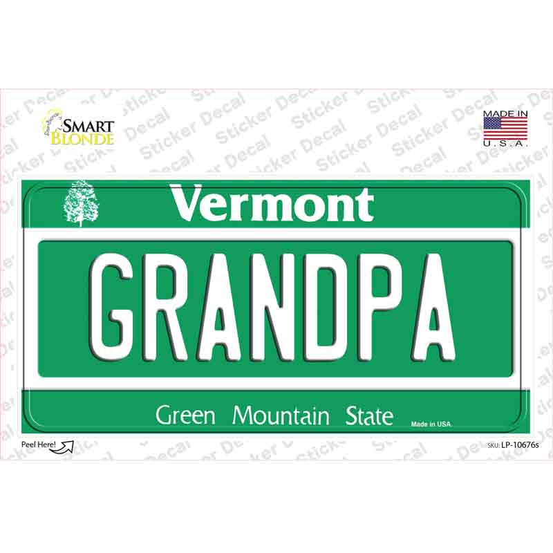 Grandpa Vermont Novelty Sticker Decal Small