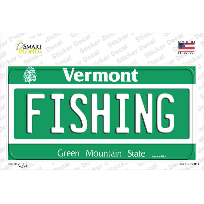 Fishing Vermont Novelty Sticker Decal Small