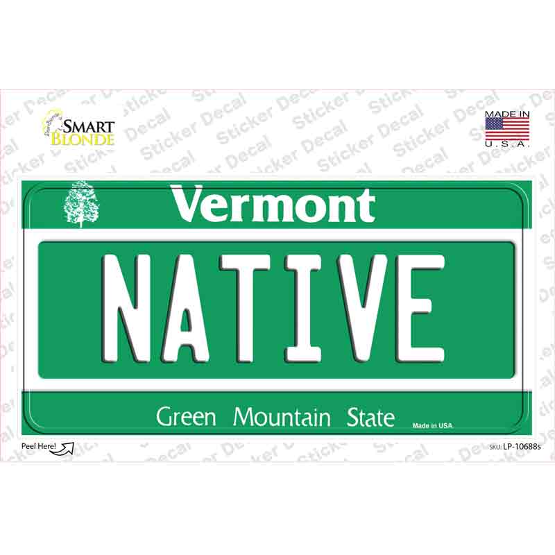 Native Vermont Novelty Sticker Decal Small