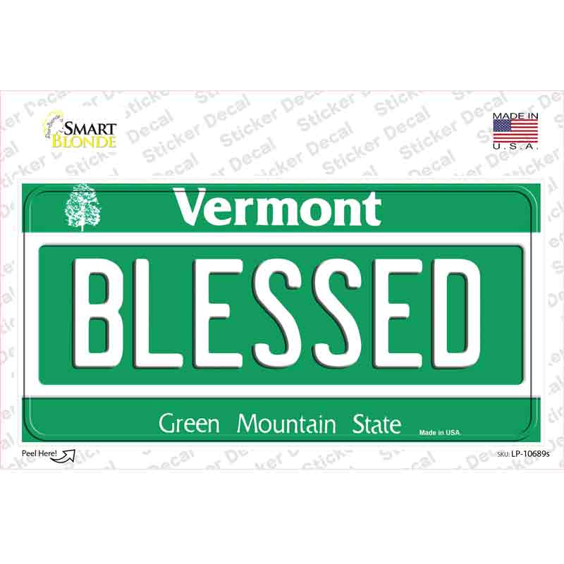 Blessed Vermont Novelty Sticker Decal Small