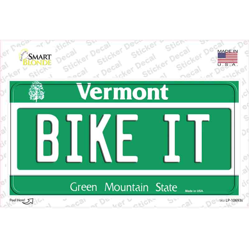 Bike It Vermont Novelty Sticker Decal Small