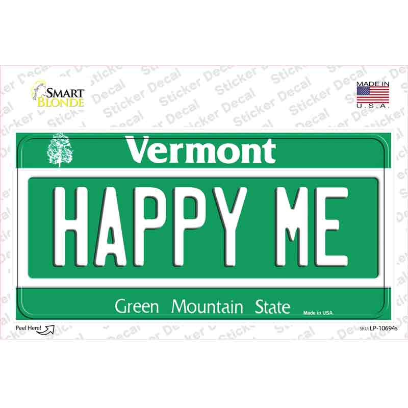 Happy Me Vermont Novelty Sticker Decal Small