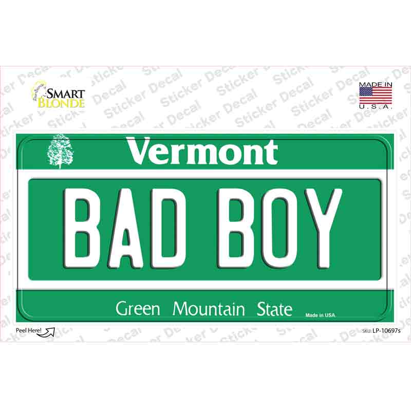 Bad Boy Vermont Novelty Sticker Decal Small