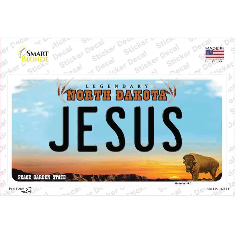 Jesus North Dakota Novelty Sticker Decal Small