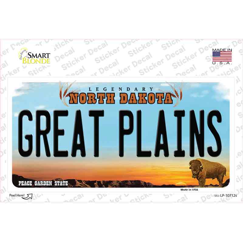 Great Plains North Dakota Novelty Sticker Decal Small