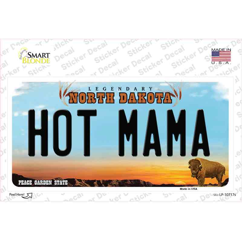 Hot Mama North Dakota Novelty Sticker Decal Small