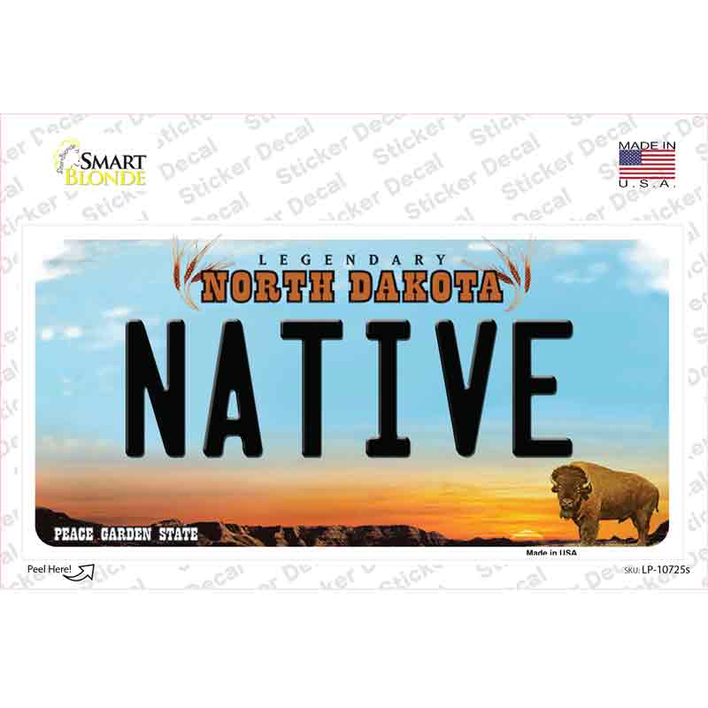 Native North Dakota Novelty Sticker Decal Small