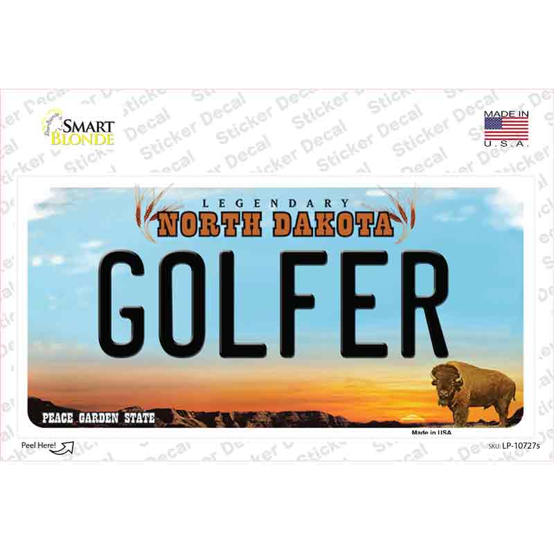 Golfer North Dakota Novelty Sticker Decal Small