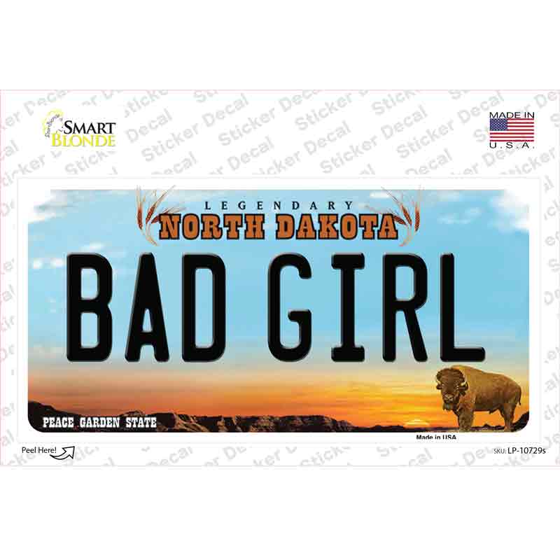 Bad Girl North Dakota Novelty Sticker Decal Small